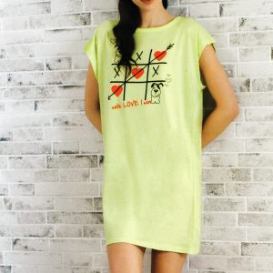 SIèLEI DONNA - Maxi Maglia in cotone con Stampa Cuori - Art. NH42