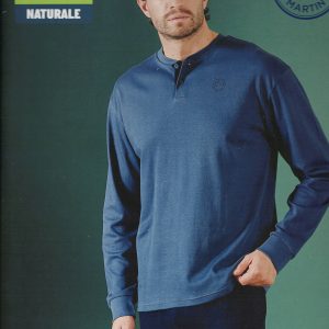 PAUL MARTIN - PIGIAMA UOMO CALDO COTONE INTERLOCK MANICA LUNGA CON TASCA POSTERIORE ATR. 54428