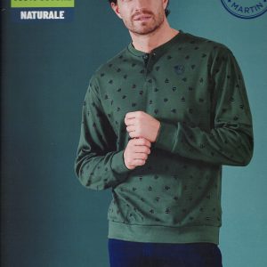 PAUL MARTIN - PIGIAMA UOMO CALDO COTONE INTERLOCK MANICA LUNGA CON TASCA POSTERIORE ATR. 54429