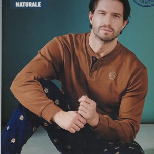 PAUL MARTIN - PIGIAMA UOMO CALDO COTONE INTERLOCK MANICA LUNGA CON TASCA POSTERIORE ATR. 54427